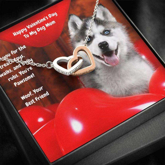Dog Mom Necklace, Gift Necklace Message Card “ To My Husky Dog Mom Happy Valentine’S Day Rakva