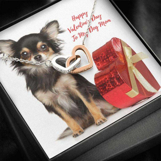 Dog Mom Necklace, Gift Necklace Message Card “ To My Long Haired Chihuahua Dog Mom Happy Valentine’S Day Rakva