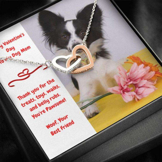 Dog Mom Necklace, Gift Necklace Message Card “ To My Papillion Dog Mom Happy Valentine’S Day Rakva