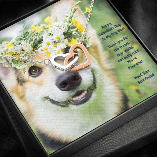 Dog Mom Necklace, Gift Necklace Message Card “ To My Pembroke Welsh Corgi Dog Mom Happy Valentine’S Day Rakva