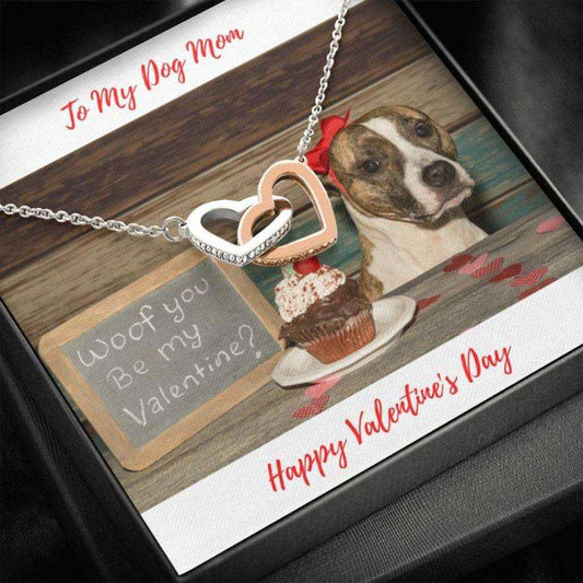 Dog Mom Necklace, Gift Necklace Message Card “ To My Pit Bul L Terrier Dog Mom Happy Valentine’S Day Rakva