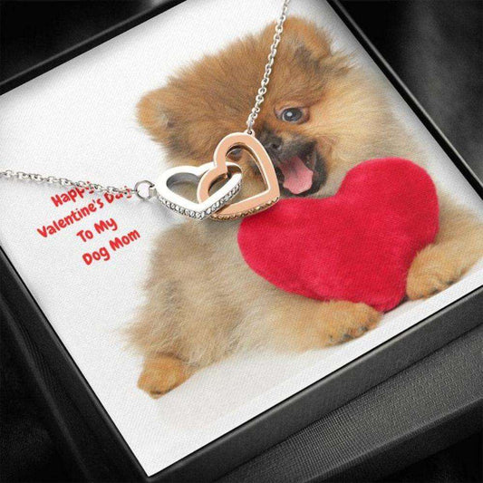 Dog Mom Necklace, Gift Necklace Message Card “ To My Pomeranian Dog Mom Happy Valentine’S Day Rakva