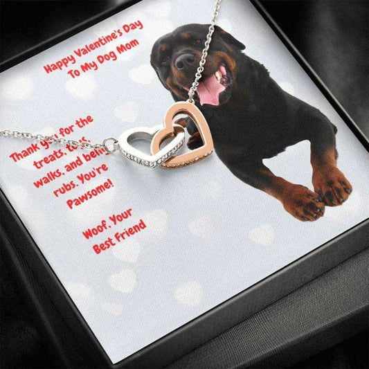 Dog Mom Necklace, Gift Necklace Message Card “ To My Rottweiler Dog Mom Happy Valentine’S Day Rakva