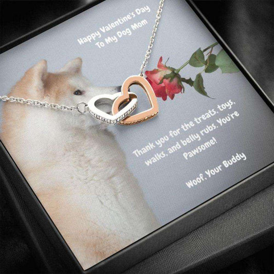 Dog Mom Necklace, Gift Necklace Message Card “ To My Shiba Inu Dog Mom Happy Valentine’S Day Rakva