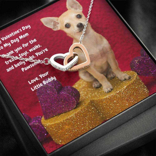 Dog Mom Necklace, Gift Necklace Message Card “ To My Tan Chihuahua Dog Mom Happy Valentine’S Day Rakva