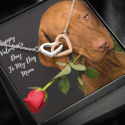 Dog Mom Necklace, Gift Necklace Message Card “ To My Vizsla Dog Mom Happy Valentine’S Day Rakva