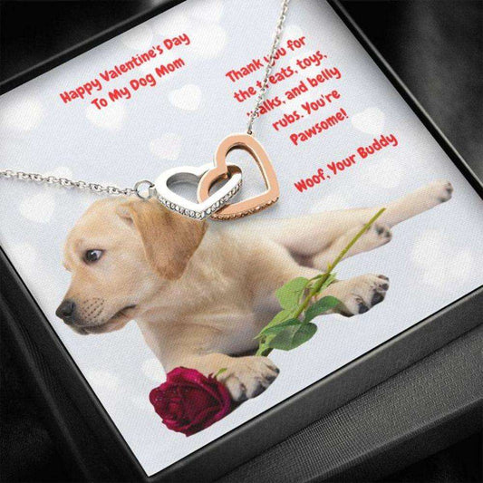 Dog Mom Necklace, Gift Necklace Message Card “ To My Yellow Labrador Retriever Dog Mom Happy Valentine’S Day Rakva