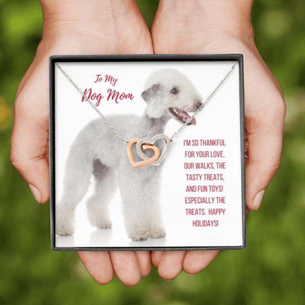 Dog Mom Necklace, Gift Necklace With Message Card “ Bedlington Terrier Dog Mom Gifts for Mother (Mom) Rakva