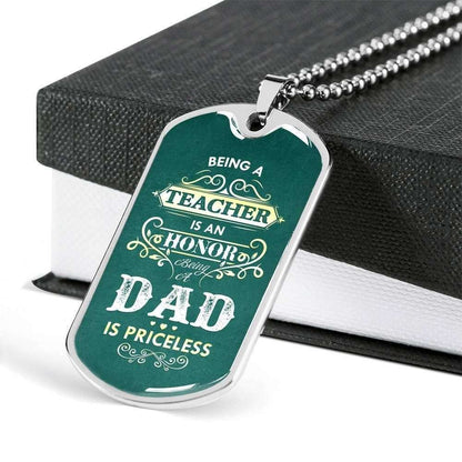 Dog Tag Custom Picture “ Being A Teacher Is An Honor Dad Necklace For Men Rakva