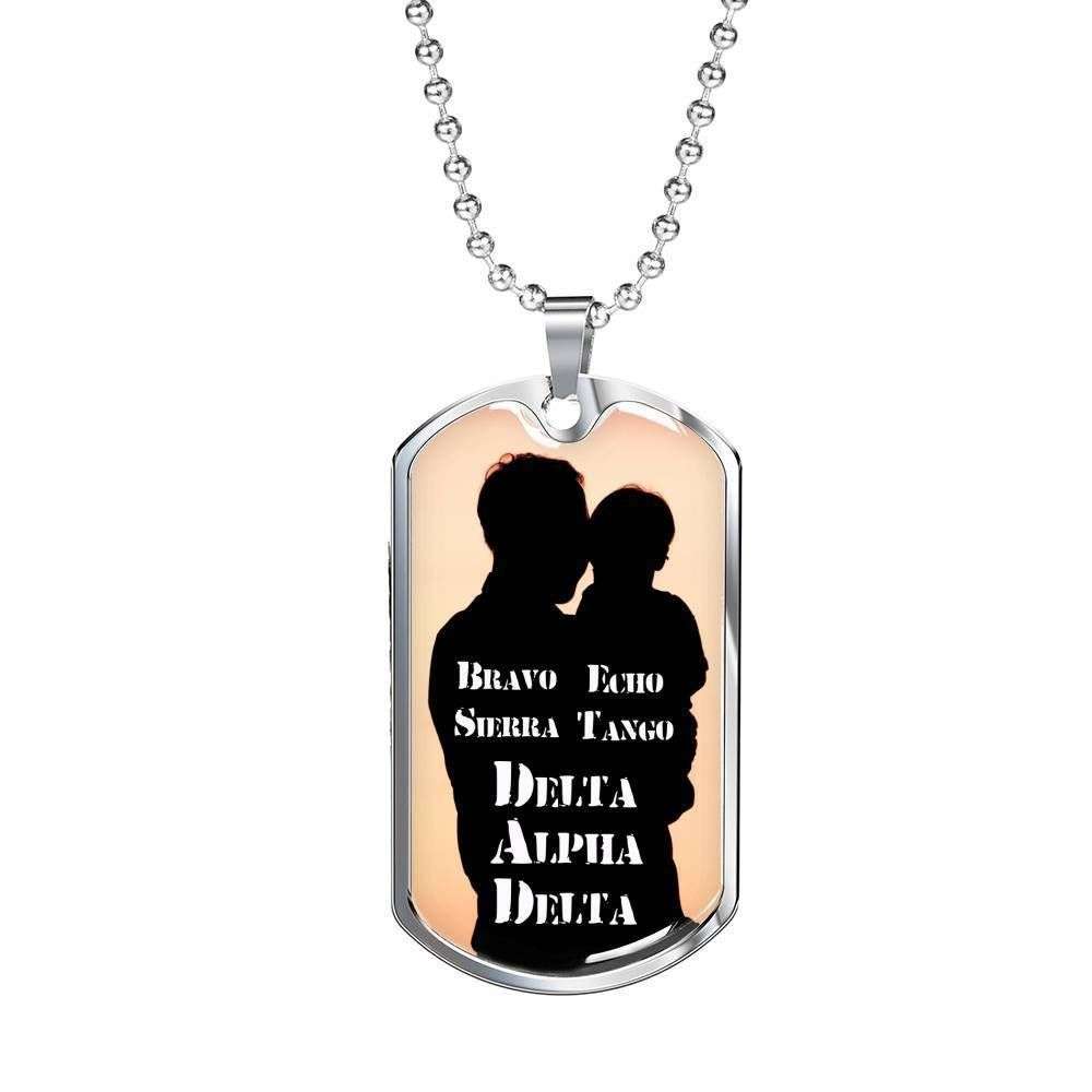 Dog Tag Custom Picture “ Bravo Echo Sierra Delta Alpha Delta Dog Tag Necklace Gift For Men Rakva