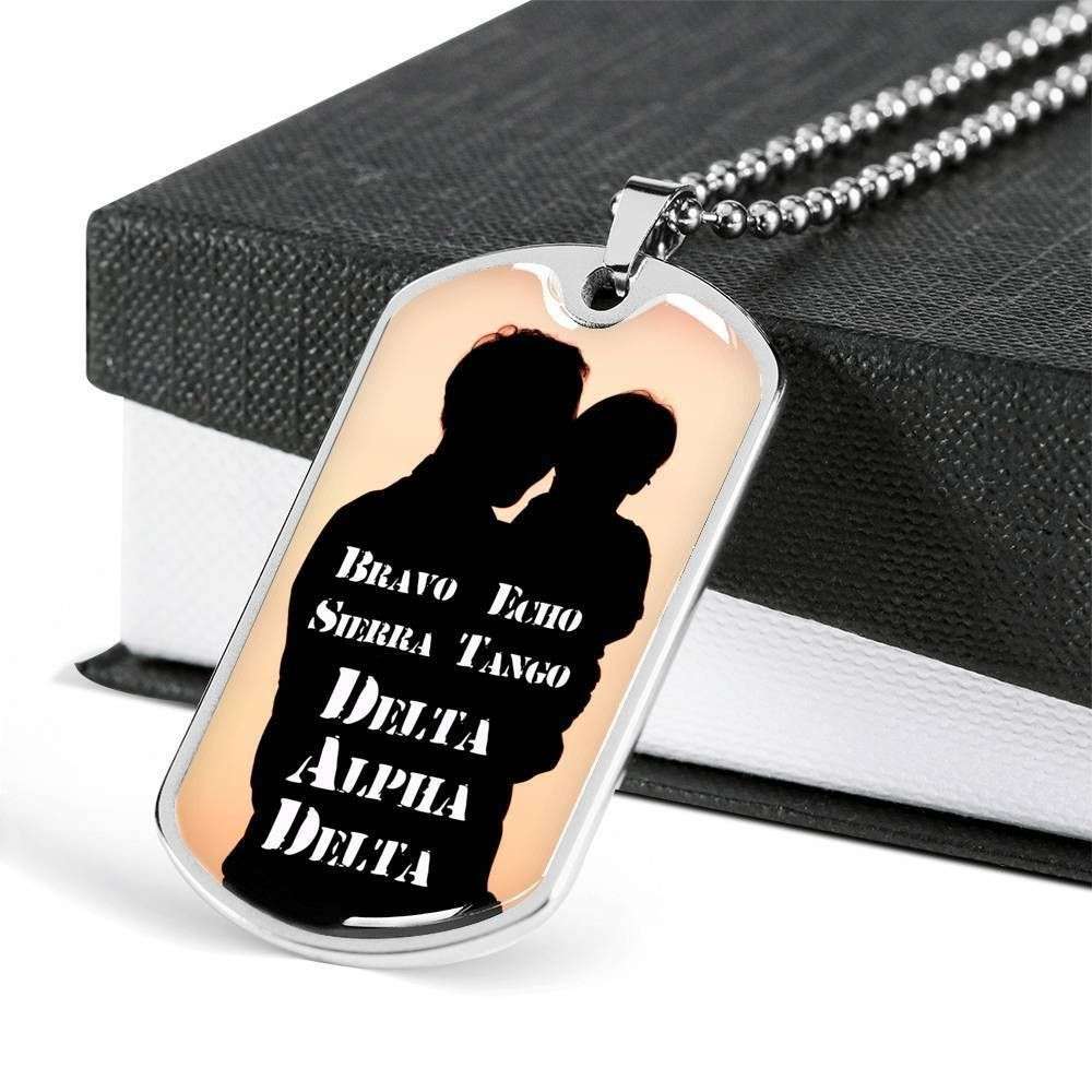 Dog Tag Custom Picture “ Bravo Echo Sierra Delta Alpha Delta Dog Tag Necklace Gift For Men Rakva