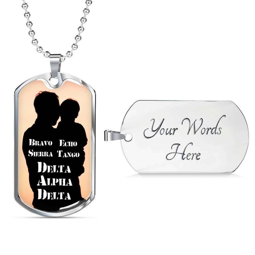 Dog Tag Custom Picture “ Bravo Echo Sierra Delta Alpha Delta Dog Tag Necklace Gift For Men Rakva