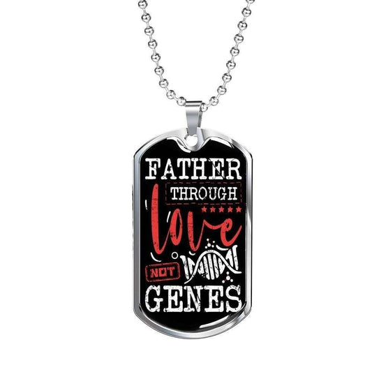 Dog Tag Custom Picture Father Through Love Not Genes Dog Tag Necklace Gift For Men Rakva