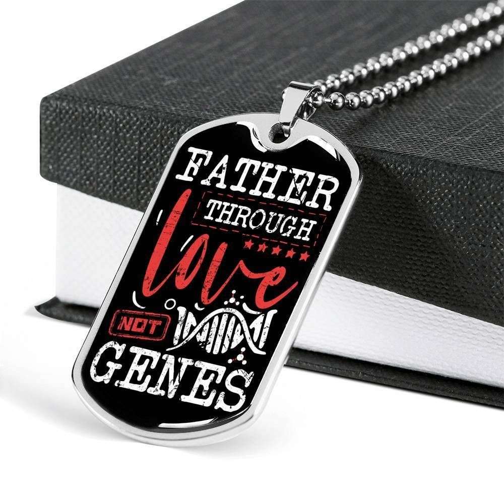 Dog Tag Custom Picture Father Through Love Not Genes Dog Tag Necklace Gift For Men Rakva