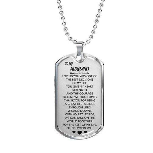 Dog Tag Custom Picture, Loving You Was One Of The Best Decision Dog Tag Necklace Gift For Him Rakva