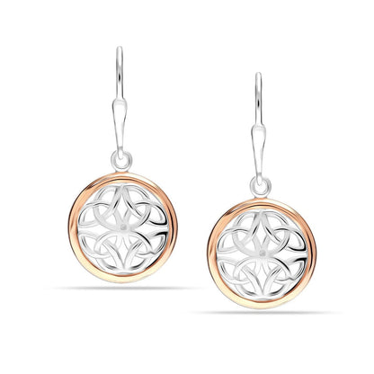 Celtic Beauty: 925 Sterling Silver Two-Tone Celtic Knot Drop Dangle Earrings - Exquisite Design for Women