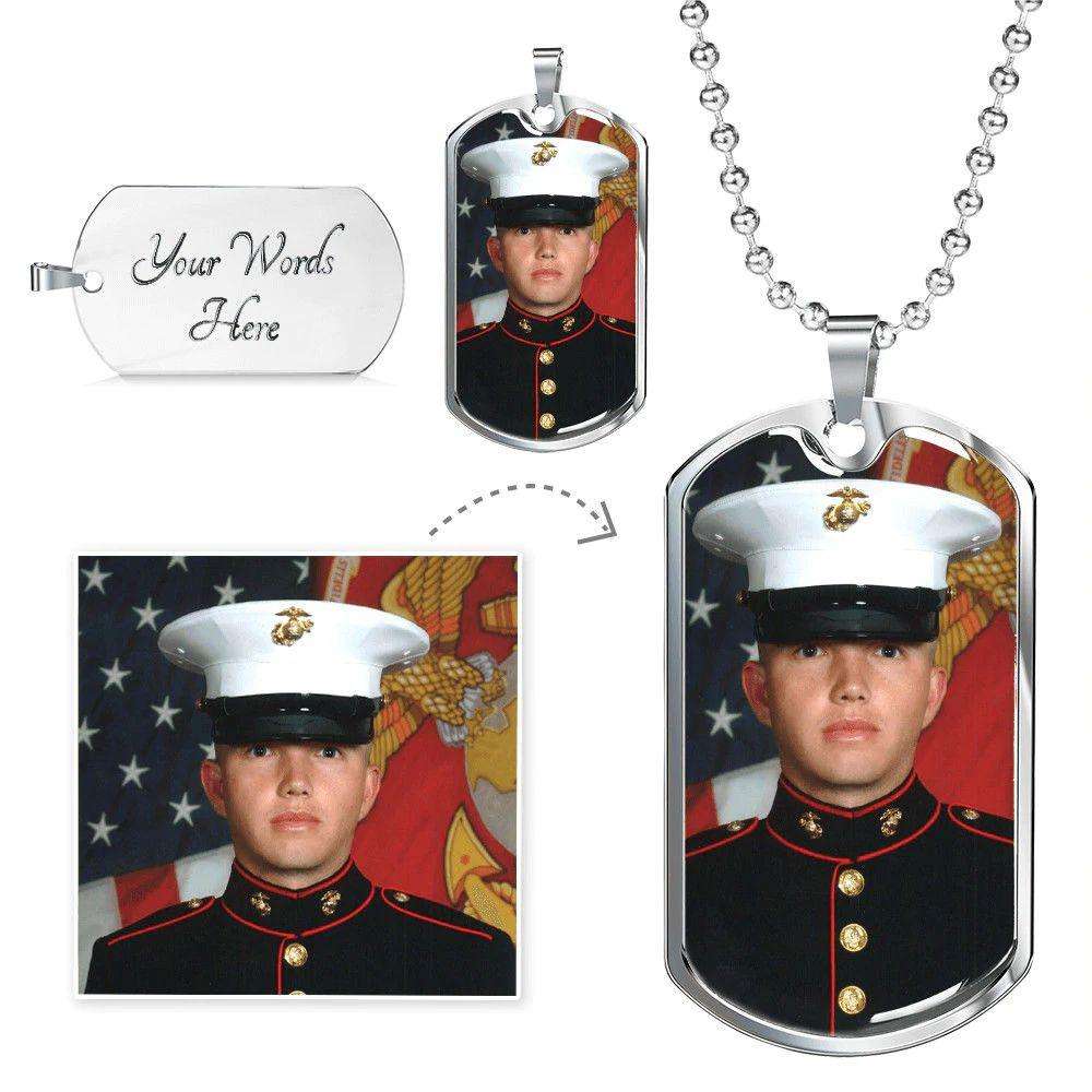 Friend Dog Tag, Custom Picture A King Honor Dog Tag Military Chain Necklace Gift For Men Dog Tag Rakva