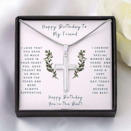 Friend Necklace, Cross Necklace To Friend “ Faithful Cross Necklace “ Gift Necklace Message Card Friendship Day Rakva