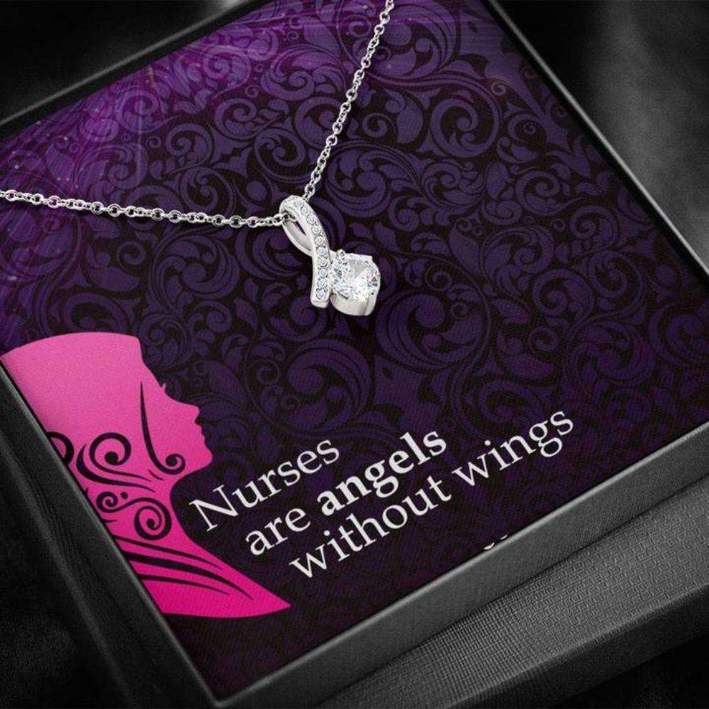 Friend Necklace, Gift Necklace With Message Card Nurses Are Angels Beauty Necklace Friendship Day Rakva