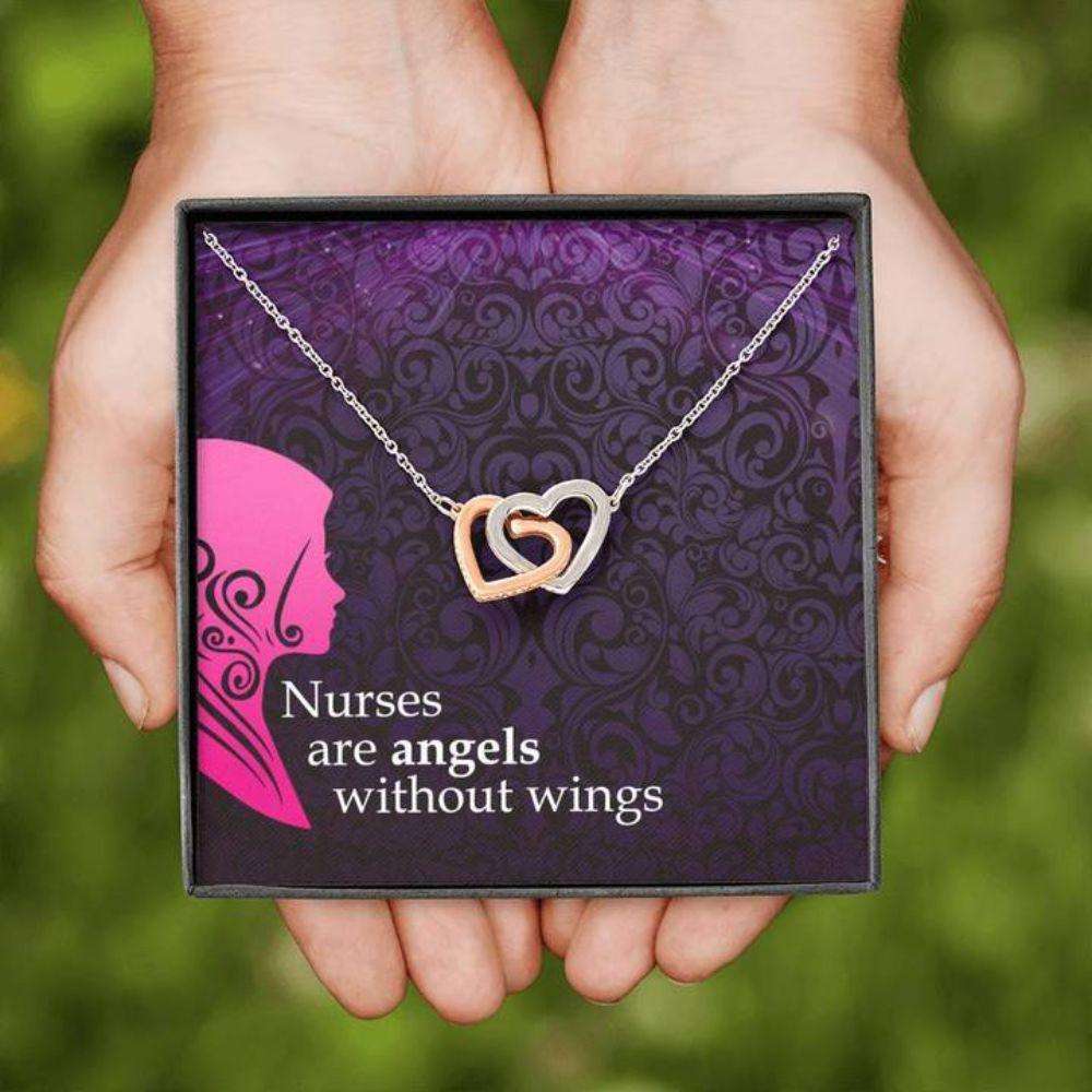 Friend Necklace, Gift Necklace With Message Card Nurses Are Angels Heart Necklace Friendship Day Rakva