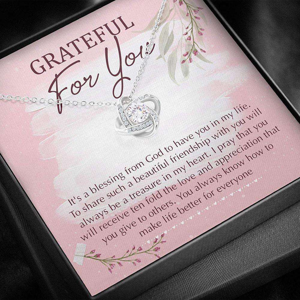 Friend Necklace, Grateful For You Neckalce “ Love Knots “ Necklace With Gift Box For Birthday Christmas Gifts For Friend Rakva