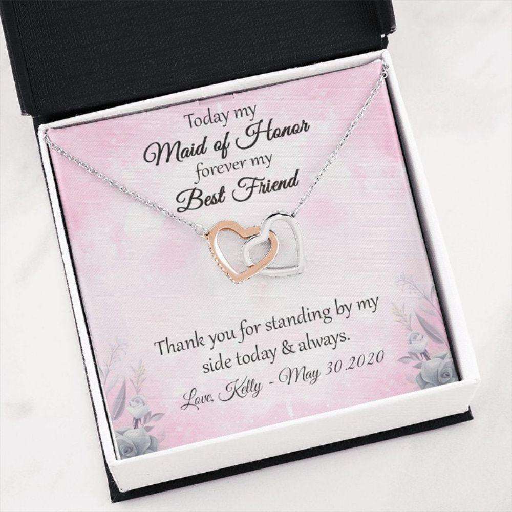 Friend Necklace, Maid Of Honor Gift, Maid Of Honor Interlock Heart Necklace, Bridesmaid Gift Idea, Bridesmaid Necklace, Wedding Day Gift Gifts For Friend Rakva