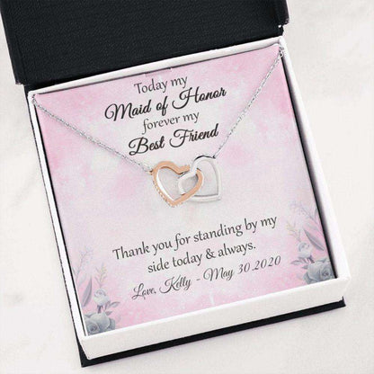 Friend Necklace, Maid Of Honor Gift, Maid Of Honor Interlock Heart Necklace, Bridesmaid Gift Idea, Bridesmaid Necklace, Wedding Day Gift Gifts For Friend Rakva