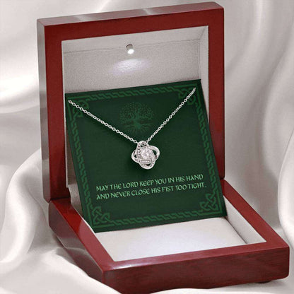 Friend Necklace, May The Lord Keep You In His Hand “ Any Occasion Irish Blessing Love Knot Necklace Friendship Day Rakva