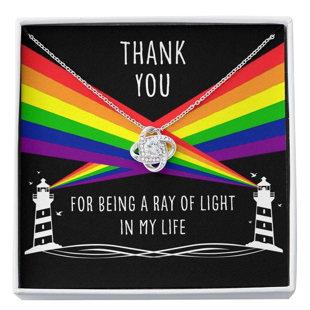 Friend Necklace, Thank You For Being A Ray Of Light In My Life “ Lesbian Gay Lgbtq Love Knot Necklace Friendship Day Rakva