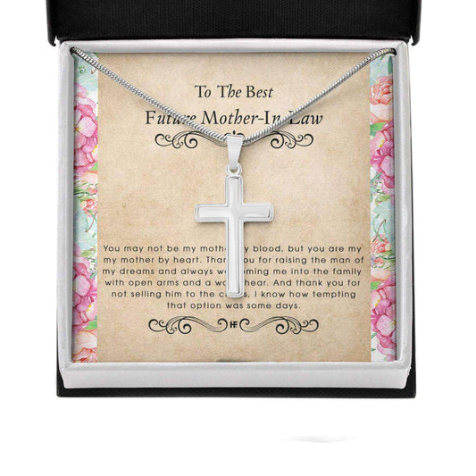 Future Mother In Law Necklace, Gift For Mother’S Day From Daughter, Vintage Message Card Cross Necklace Gifts For Daughter Rakva