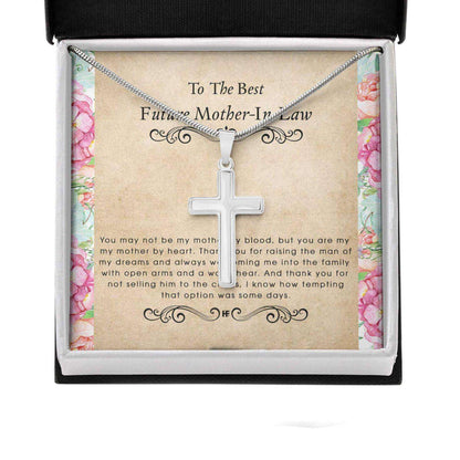 Future Mother In Law Necklace, Gift For Mother’S Day From Daughter, Vintage Message Card Cross Necklace Gifts For Daughter Rakva