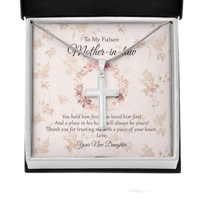 Future Mother In Law Necklace, Gift For Mother’S Day From Daughter, Vintage Message Card Cross Necklace Gifts For Daughter Rakva