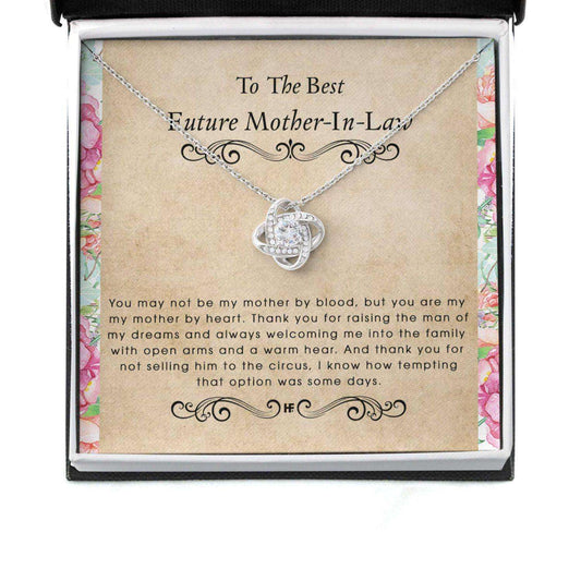 Future Mother In Law Necklace, Gift For Mother’S Day From Daughter, Vintage Message Card Love Knot Necklace Gifts For Daughter Rakva