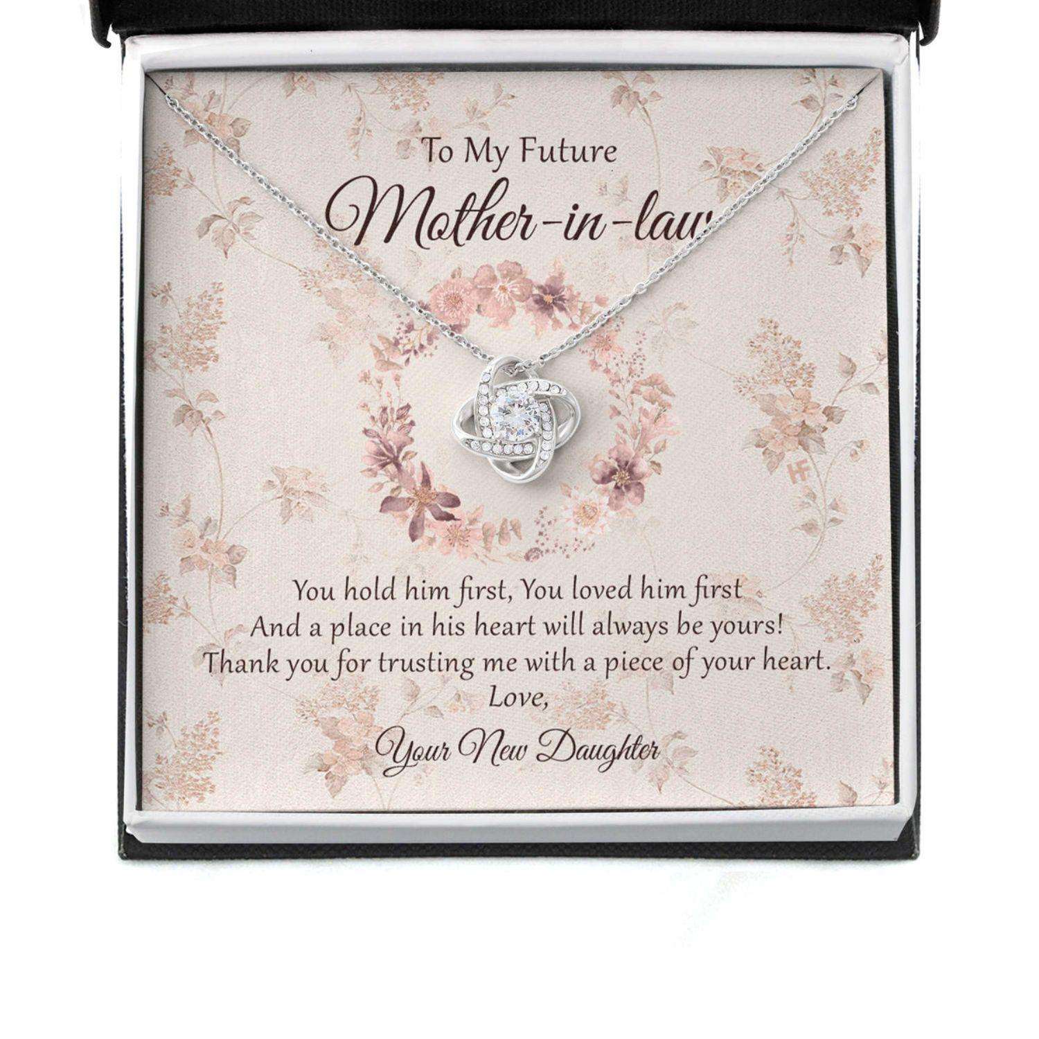 Future Mother In Law Necklace, Gift For Mother’S Day From Daughter, Vintage Message Card Love Knot Necklace Gifts For Daughter Rakva