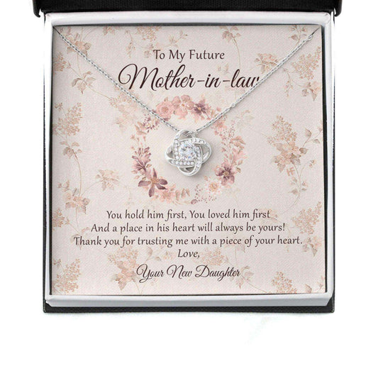 Future Mother In Law Necklace, Gift For Mother’S Day From Daughter, Vintage Message Card Love Knot Necklace Gifts For Daughter Rakva