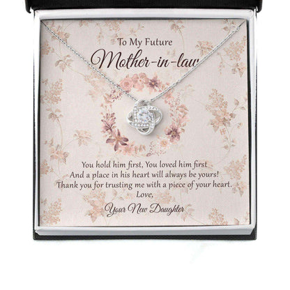 Future Mother In Law Necklace, Gift For Mother’S Day From Daughter, Vintage Message Card Love Knot Necklace Gifts For Daughter Rakva