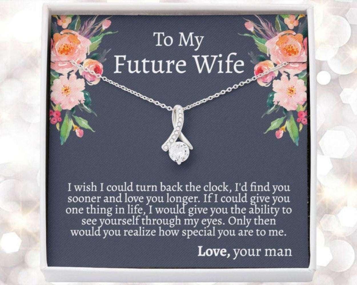 Future Wife Necklace, To My Future Wife Love You To The Moon Necklace, Engagement Gift For Her Gifts For Friend Rakva