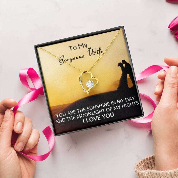 Gift To My Gorgeous Wife - I Love You - 925 Sterling Silver Pendant For Karwa Chauth Rakva