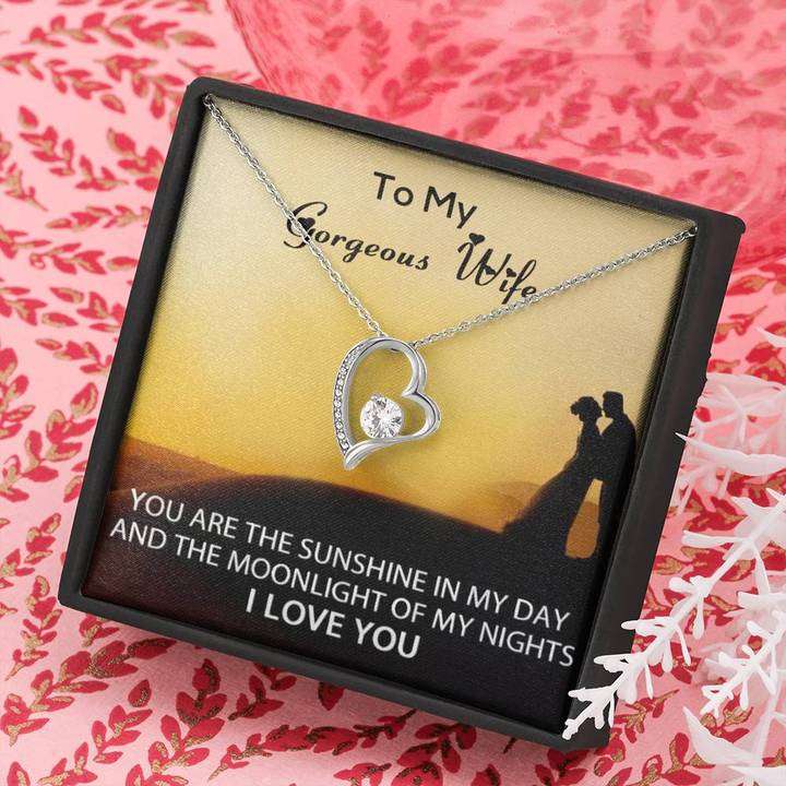 Gift To My Gorgeous Wife - I Love You - 925 Sterling Silver Pendant For Karwa Chauth Rakva