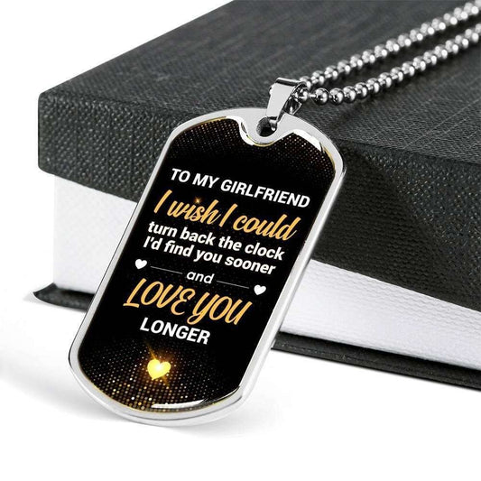 Girlfriend Dog Tag, Custom Picture Love You Longer Dog Tag Military Chain Necklace For Girlfriend Gifts For Friend Rakva