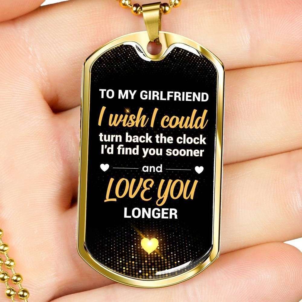 Girlfriend Dog Tag, Custom Picture Love You Longer Dog Tag Military Chain Necklace For Girlfriend Gifts For Friend Rakva