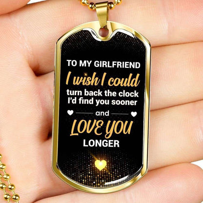 Girlfriend Dog Tag, Custom Picture Love You Longer Dog Tag Military Chain Necklace For Girlfriend Gifts For Friend Rakva