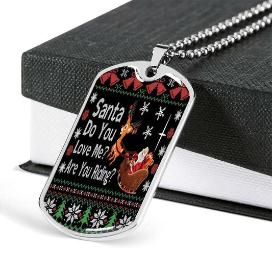 Girlfriend Dog Tag, Custom Picture Santa Do You Love Me Dog Tag Military Chain Necklace For Girlfriend Dog Tag Rakva