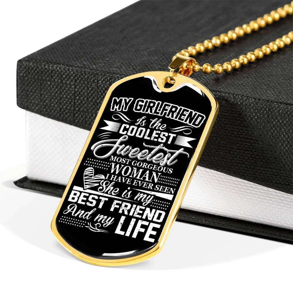 Girlfriend Dog Tag, To My Girlfriend She Is My Life Dog Tag Military Chain Necklace Gift For Her Gifts For Friend Rakva