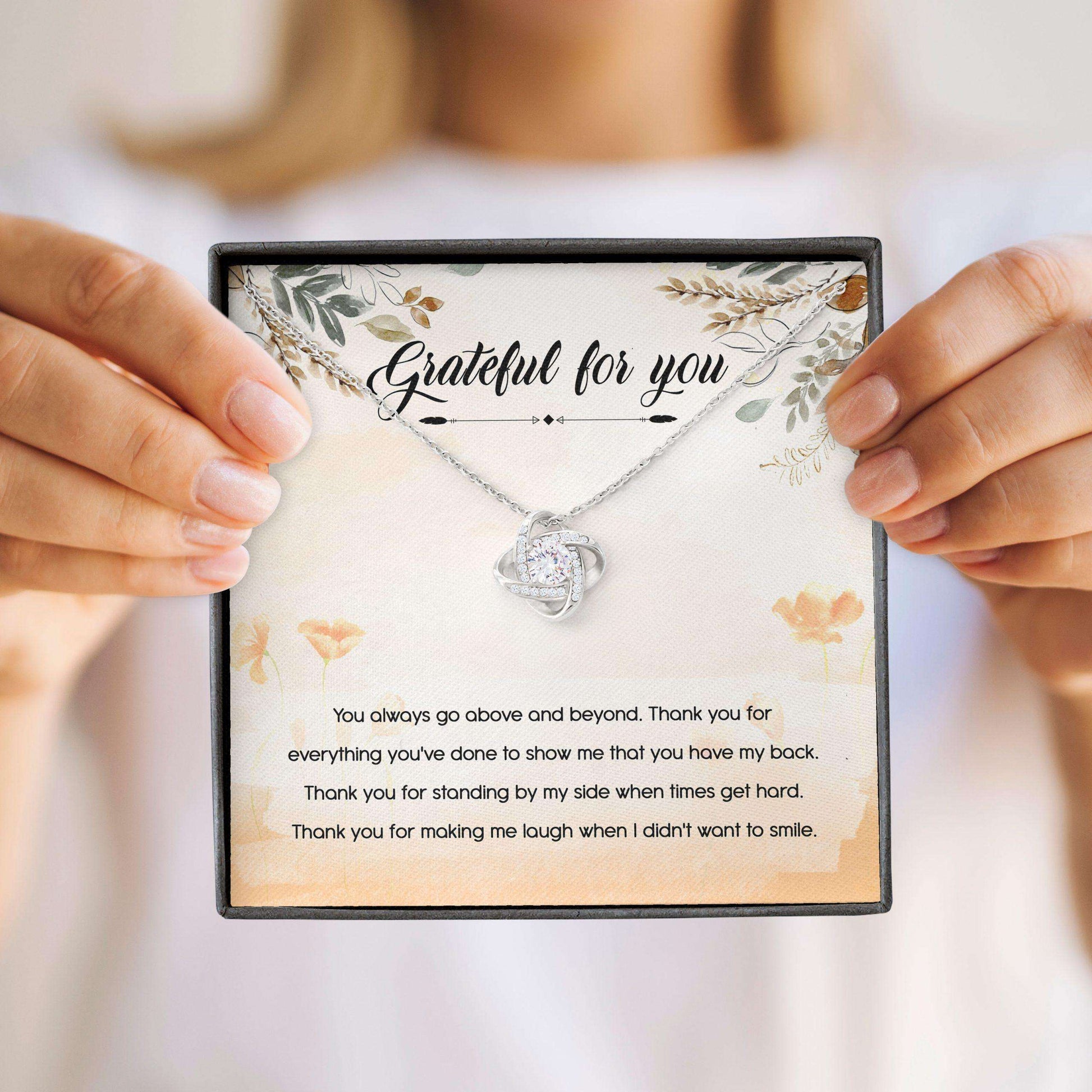 Girlfriend Necklace, Gratefull For You “ Love Knots Necklace Gifts For Friend Rakva