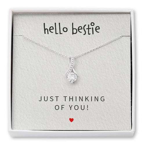 Girlfriend Necklace, Hello Bestie Just Thinking Of You “ Alluring Beauty Necklace Gifts For Friend Rakva