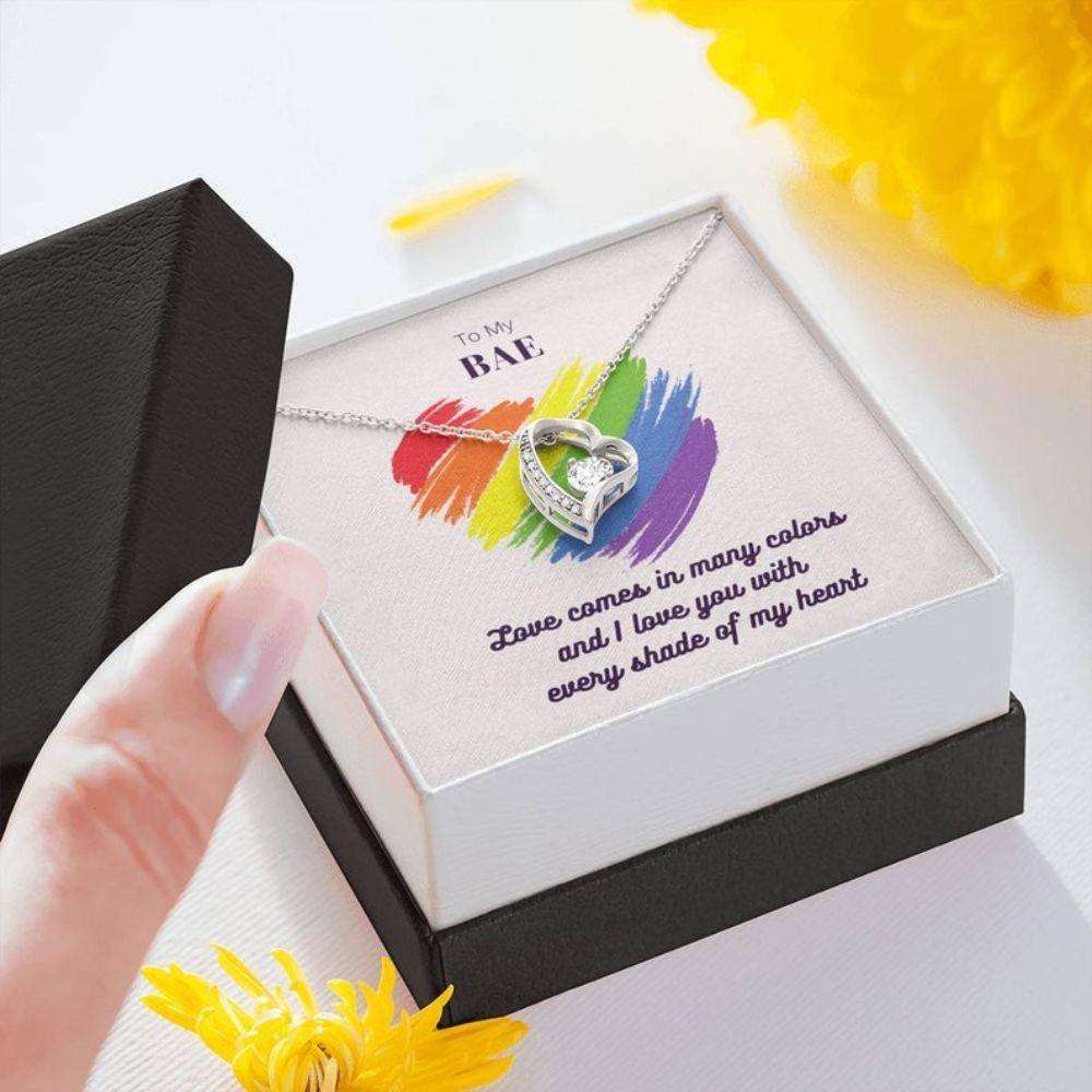 Girlfriend Necklace, To My Bae, I Love You With Every Shade Of My Necklace “ Lgbqt, Lesbian Girlfriend Gift Rakva