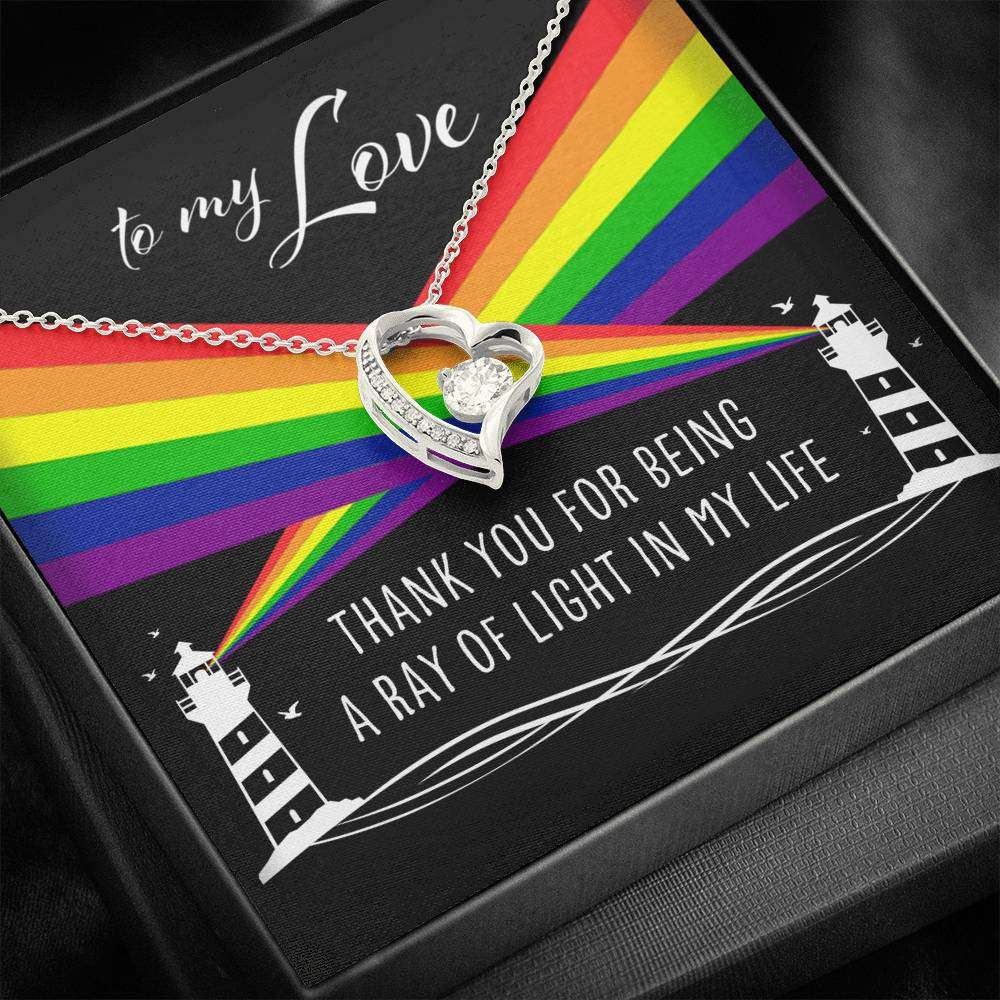 Girlfriend Necklace, To My Love A Ray Of Light In My Life “ Lesbian Gay Lgbtq Forever Love Necklace Gifts For Friend Rakva