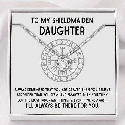 Girlfriend Necklace, Wife Necklace, To My Shieldmaiden Daughter Œbraver” Love Knot Necklace Gift Dughter's Day Rakva