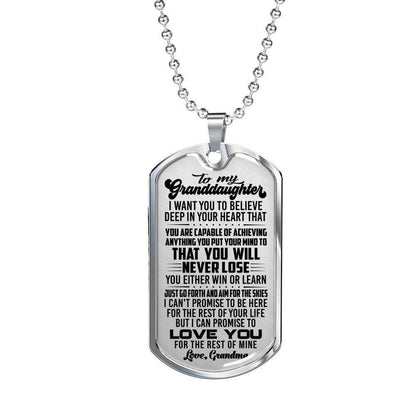 Granddaughter Dog Tag, Custom Picture You Will Never Lose Grandma Giving Granddaughter Dog Tag Military Chain Necklace Gifts For Daughter Rakva